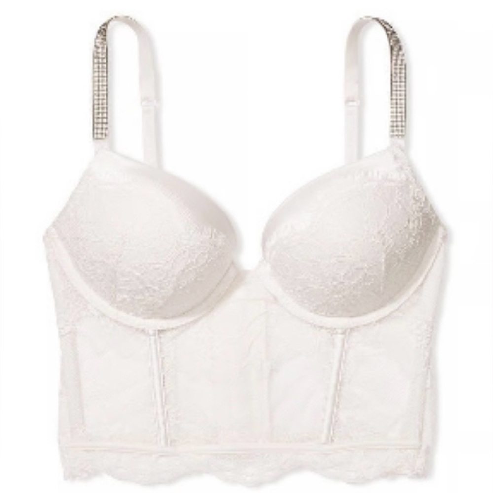 Victoria’s Secret VERY SEXY Bombshell Add-2-Cups Push-Up Corset Bra White 36C - Picture 3 of 4